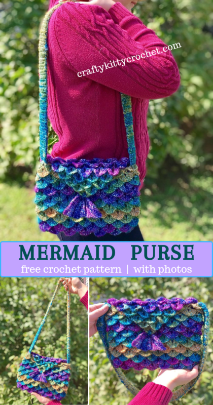 mermaid purse free crochet pattern photo tutorial kids girls diy crafts bag tote clutch back to school