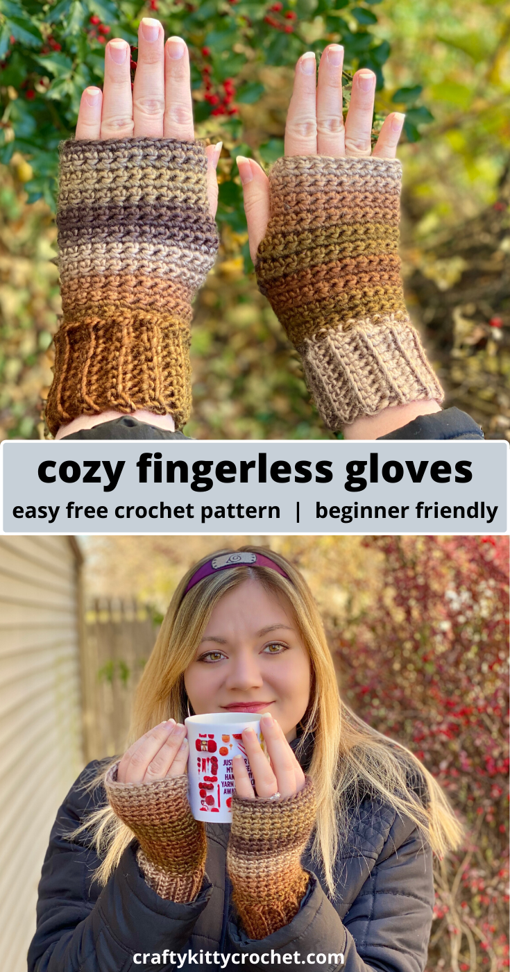 Comfy Cozy Fingerless Gloves - Crochet Pattern ~ Crafty Kitty Crochet