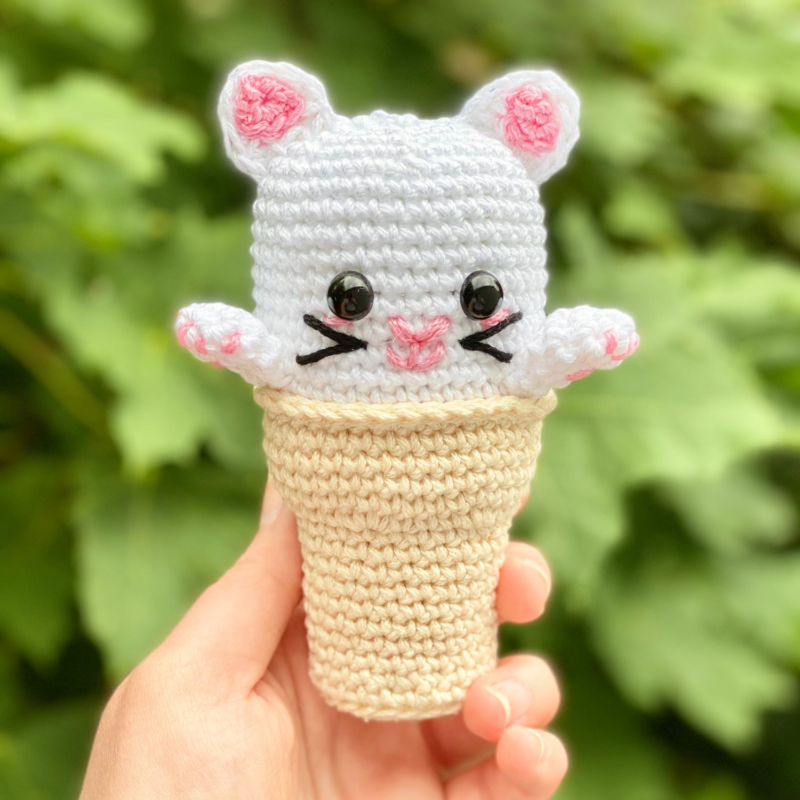 Kitty Ice Cream Cone - Two Year Anniversary Crochet Pattern