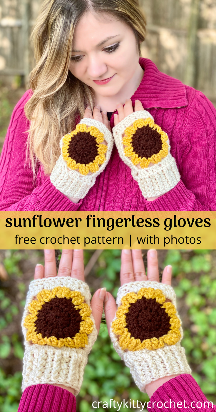 Sunflower Fingerless Gloves Crochet Pattern Crafty Kitty Crochet